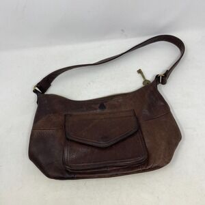 Vintage Fossil 75082 Brown Pebbled Leather Shoulder Purse